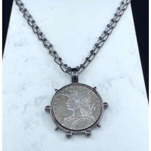 NWT Handmade Designer Lisette French Madagascar Medal Pendant Necklace